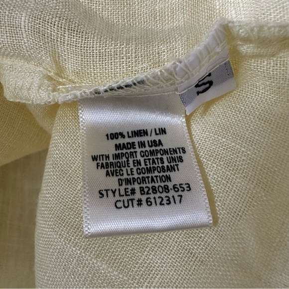 ANTHROPOLOGIE-CLOTH & Stone Sunshine Yellow 100% Linen Button Down - Picture 8 of 9